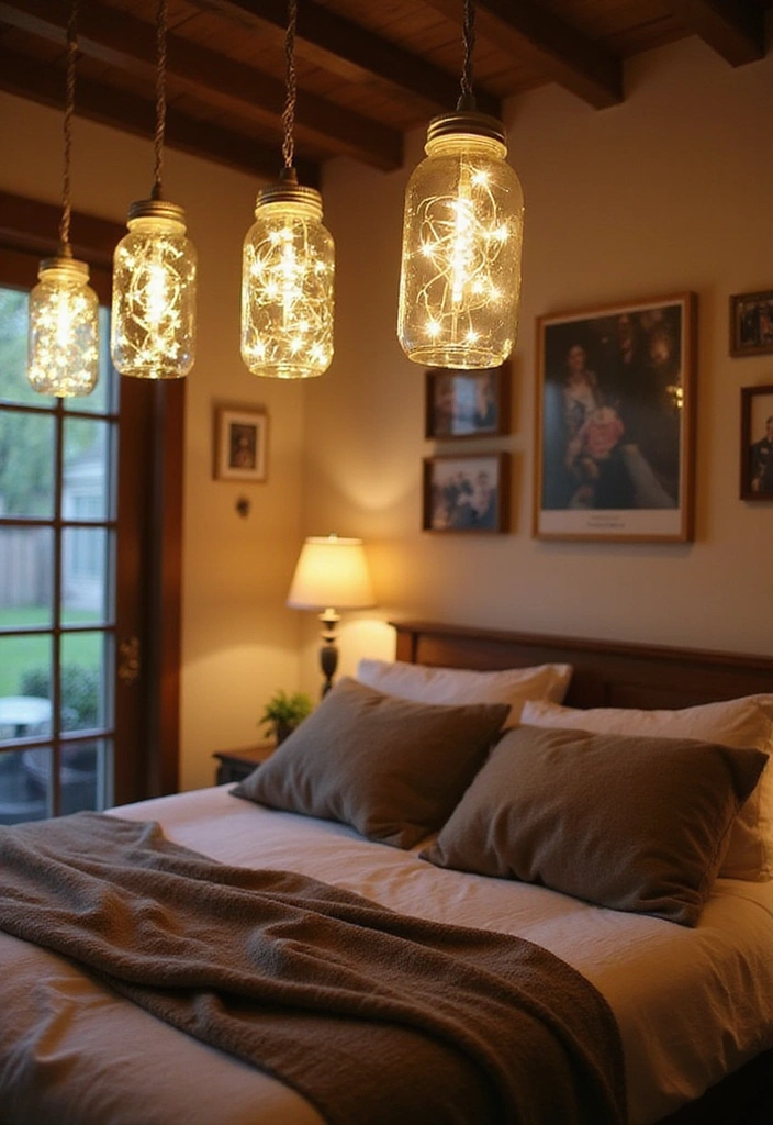 11 Eco-Friendly Lighting Ideas for Your Green Bedroom That'll Set the Perfect Mood! - 4. Upcycled Mason Jar Lights