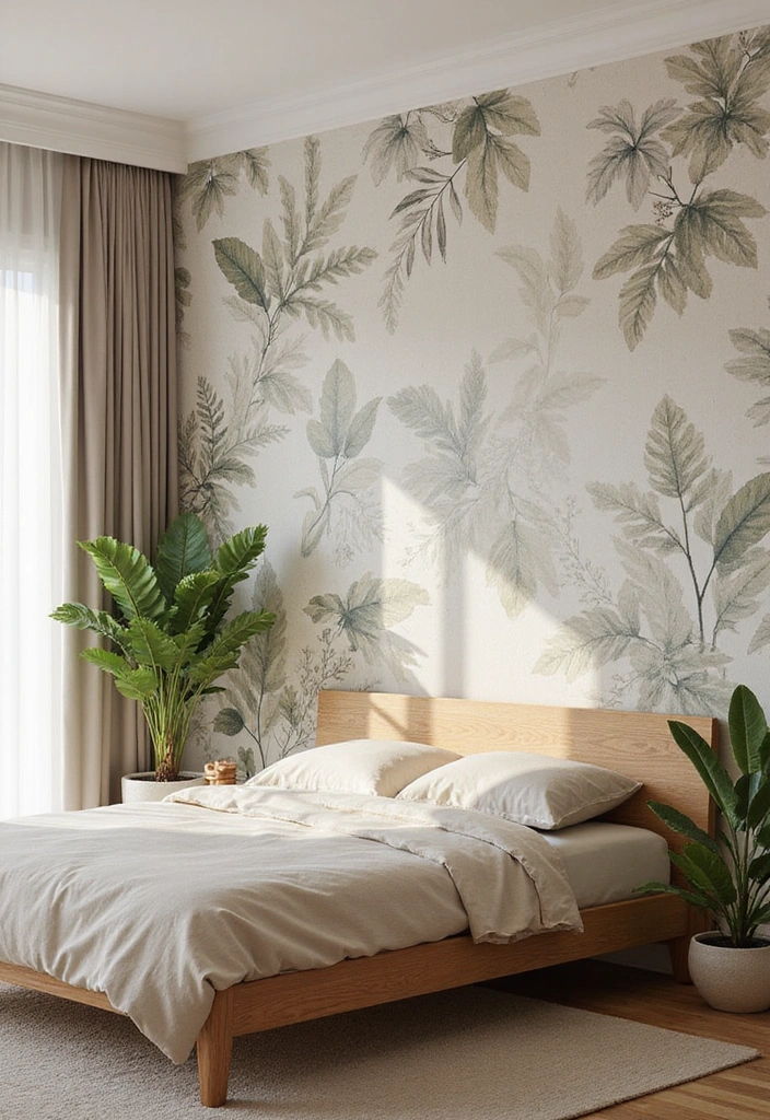 19 Stunning Master Bedrooms with Accent Walls That'll Make You Want to Redecorate! - 8. Nature-Inspired with Botanical Prints