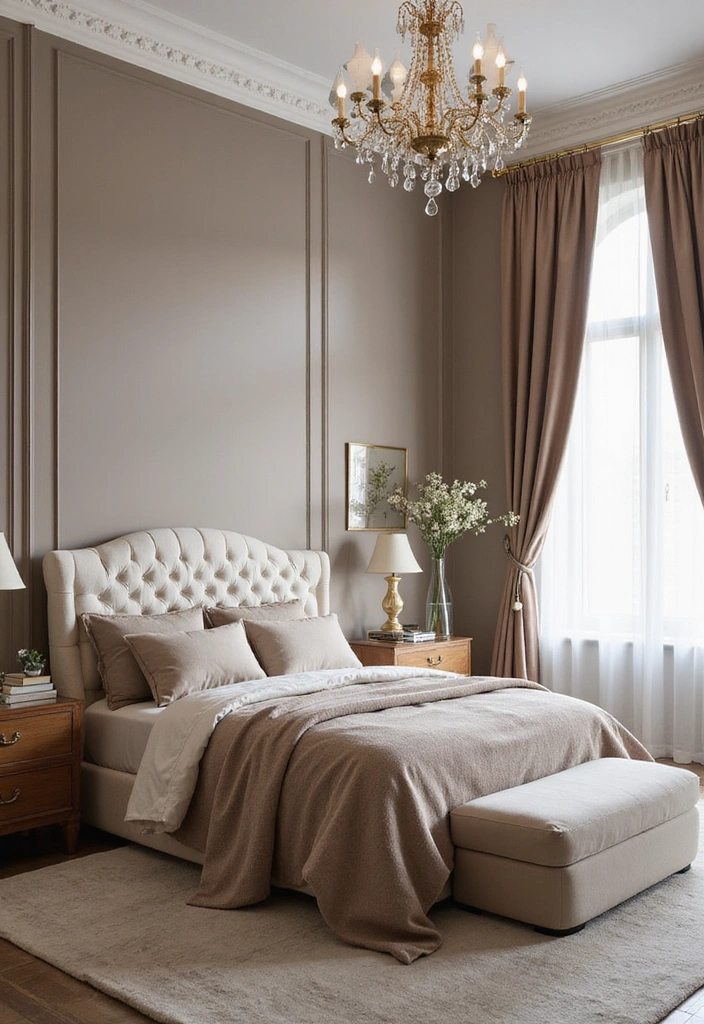 19 Stunning Master Bedrooms with Accent Walls That'll Make You Want to Redecorate! - 4. Elegant Neutrals with a Touch of Glam