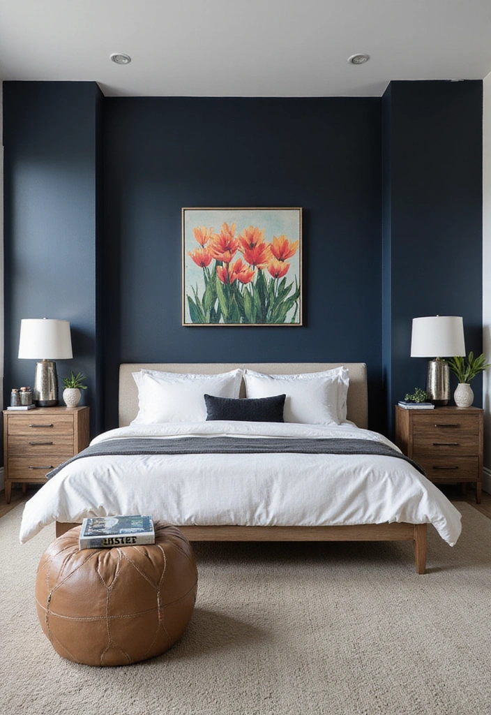 19 Stunning Master Bedrooms with Accent Walls That'll Make You Want to Redecorate! - 18. Urban Sophistication with Dark Colors