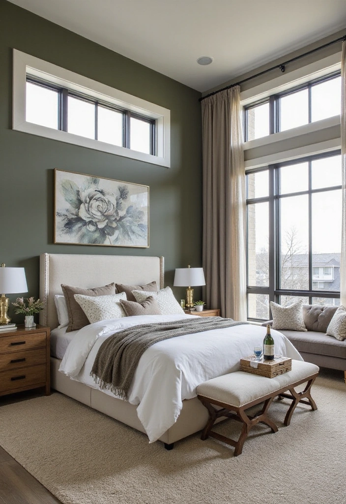 19 Stunning Master Bedrooms with Accent Walls That'll Make You Want to Redecorate! - 19. Harmonious Balance with Two-Tone Walls