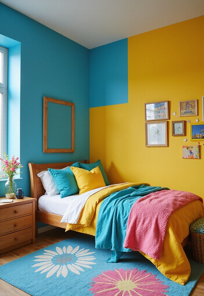 20 Epic 80s Themed Bedroom Ideas That Will Take You Back in Time! - 9. Color Blocked Bliss