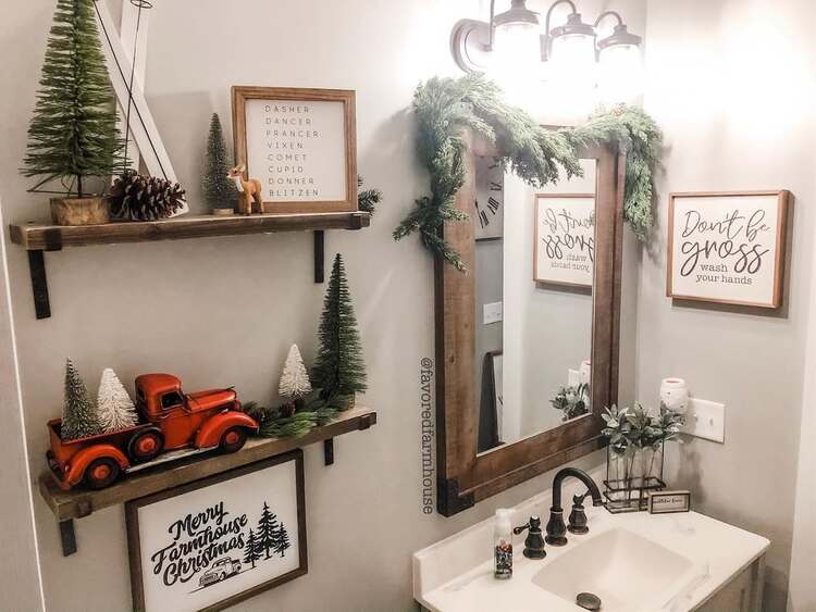Bathroom shelf christmas decor