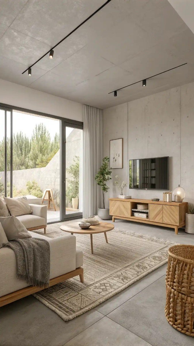 living room concrete floor ideas 7