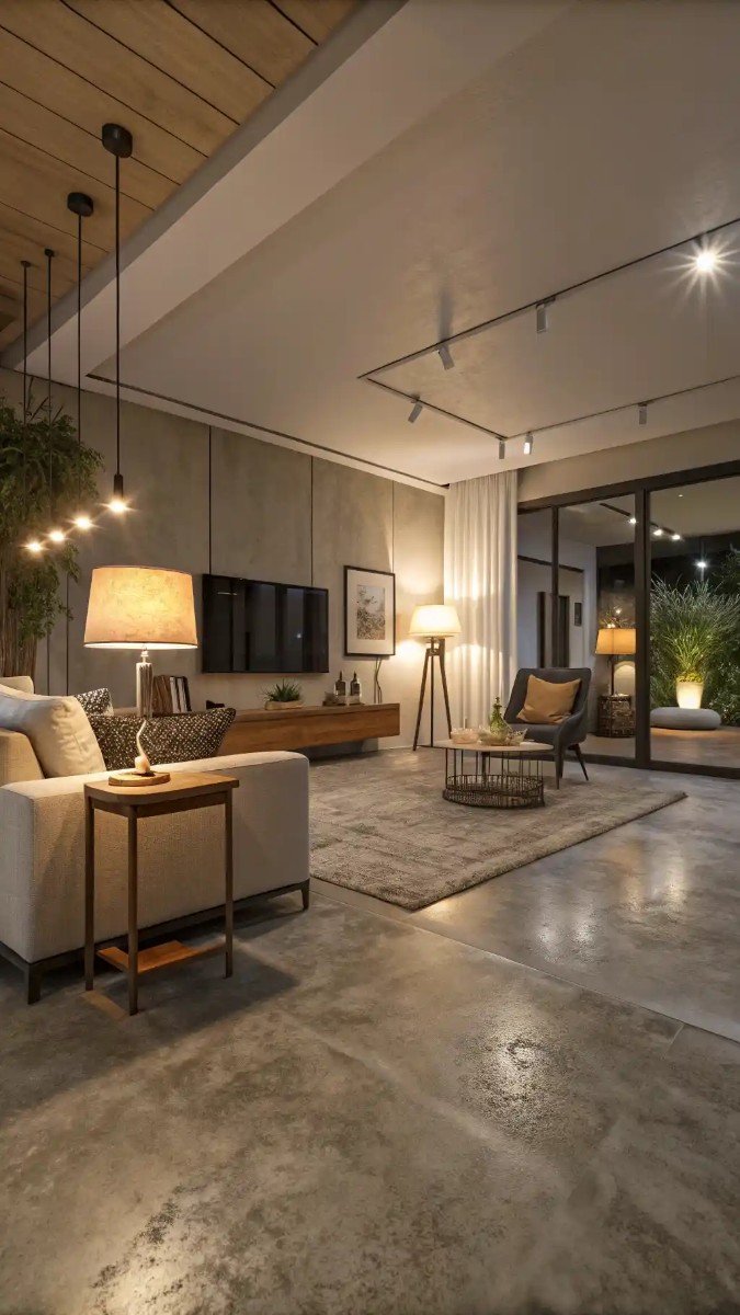 living room concrete floor ideas 12
