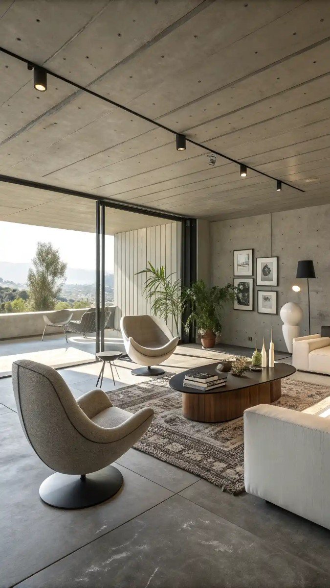 living room concrete floor ideas 16