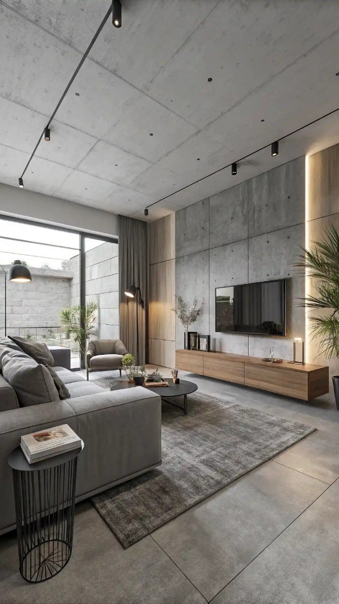 living room concrete floor ideas 19