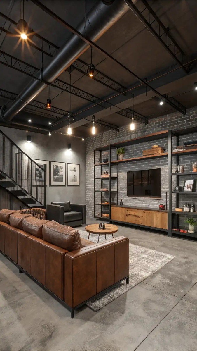 concrete floor basement living room 3