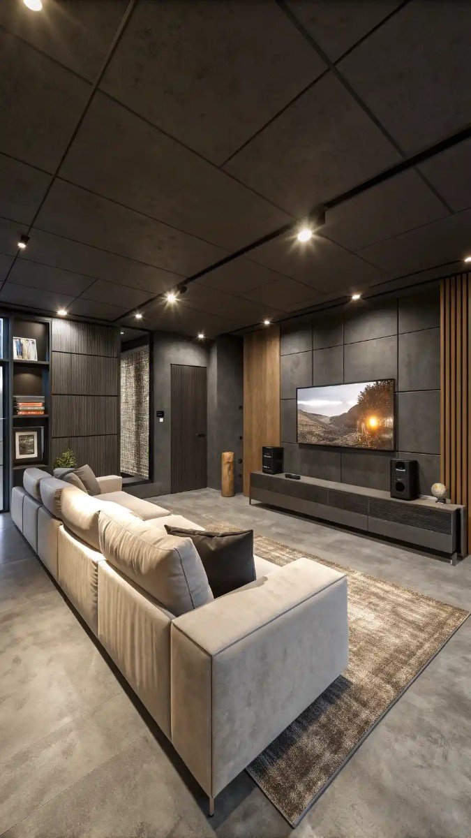 concrete floor basement living room 6