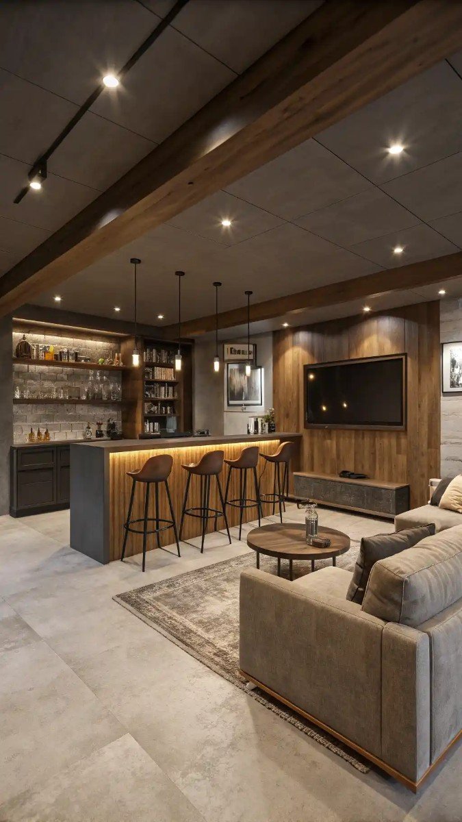 concrete floor basement living room 18