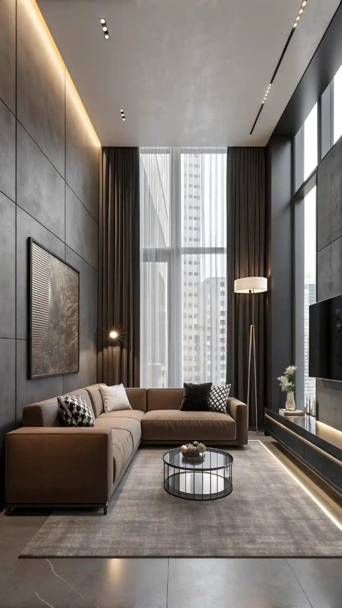 dark beige sofa living room ideas decor 10