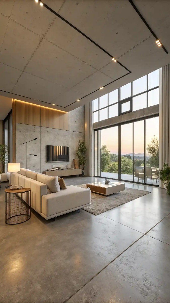 living room concrete floor ideas 10