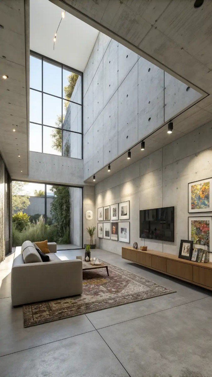 living room concrete floor ideas 14