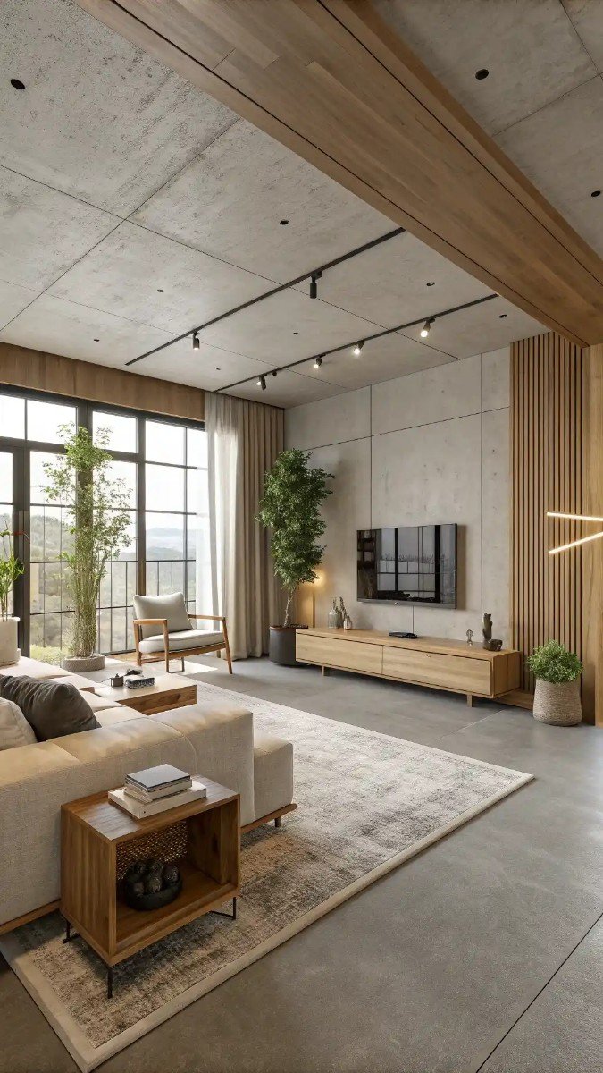 living room concrete floor ideas 20