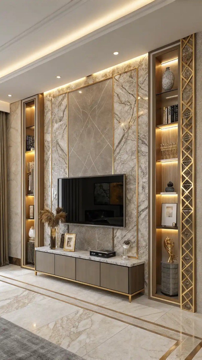 luxury living room tv unit wall design 1