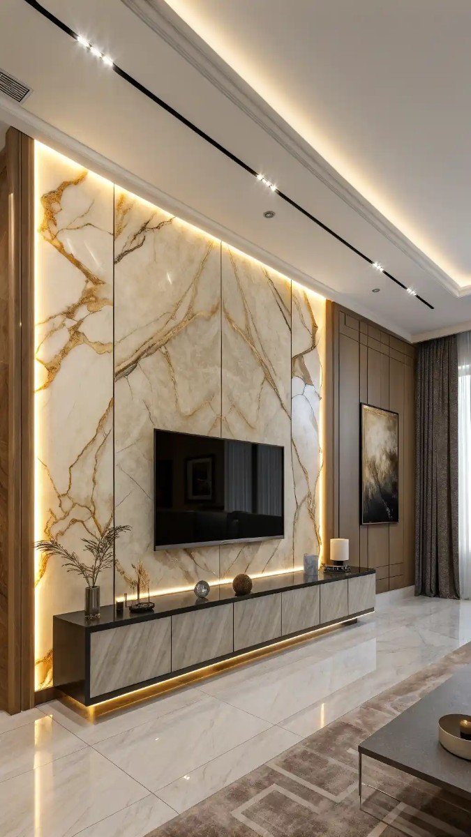 luxury living room tv unit wall design 19