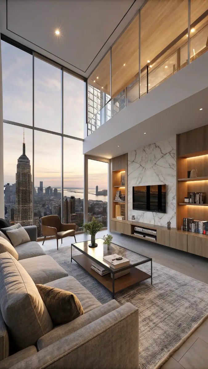 modern high rise apartment living room 13