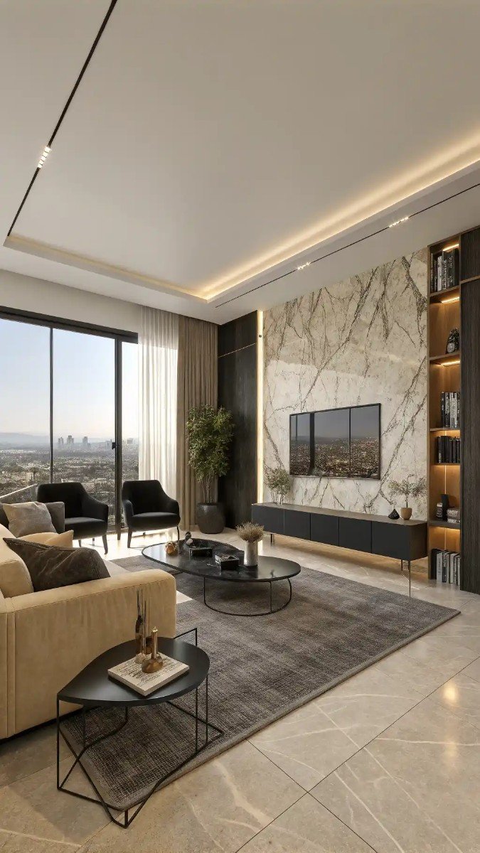modern high rise apartment living room 16