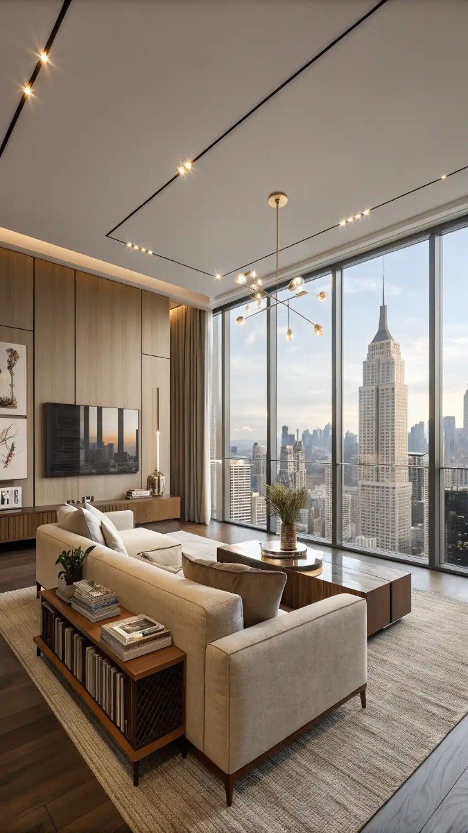 modern high rise apartment living room 17