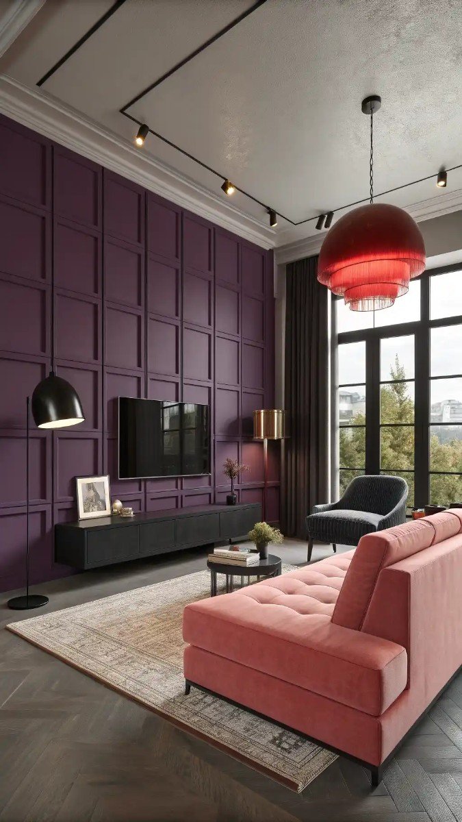 pink purple red living room 4