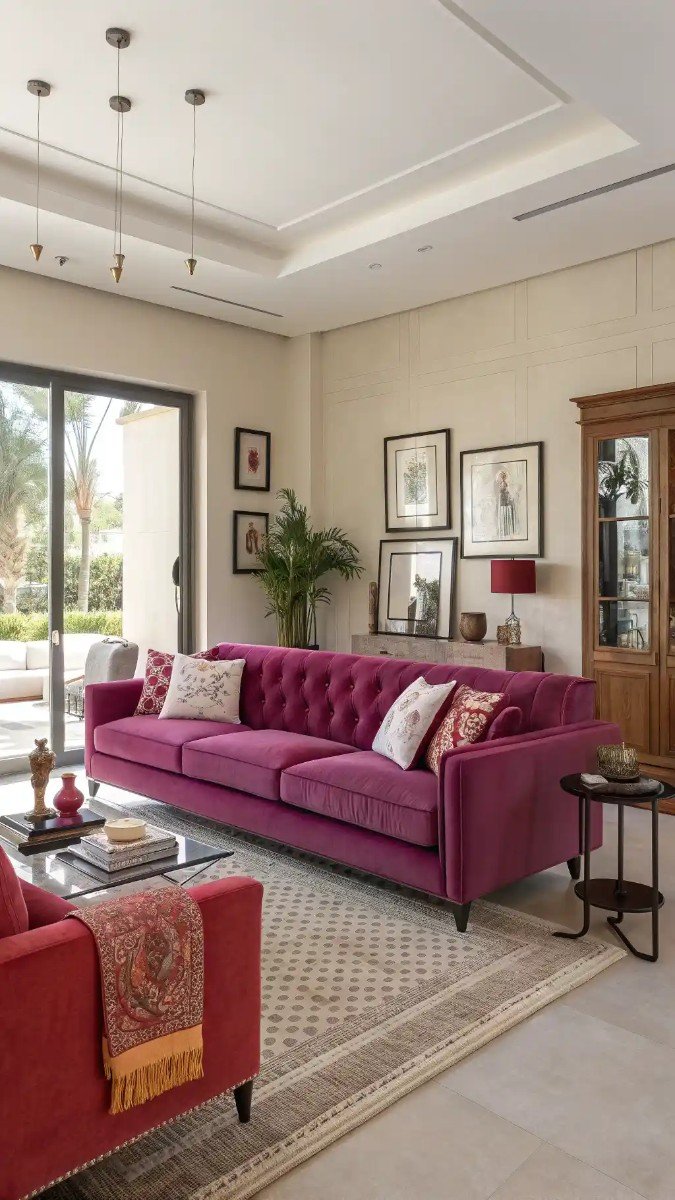pink purple red living room 6
