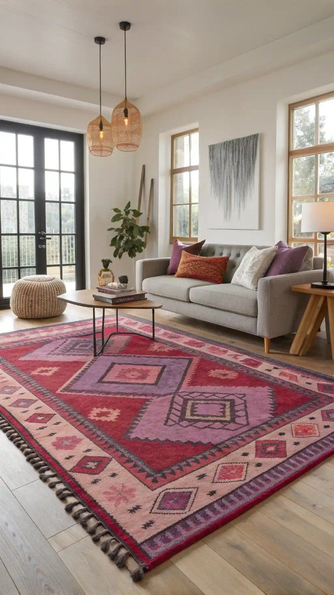 pink purple red living room 7