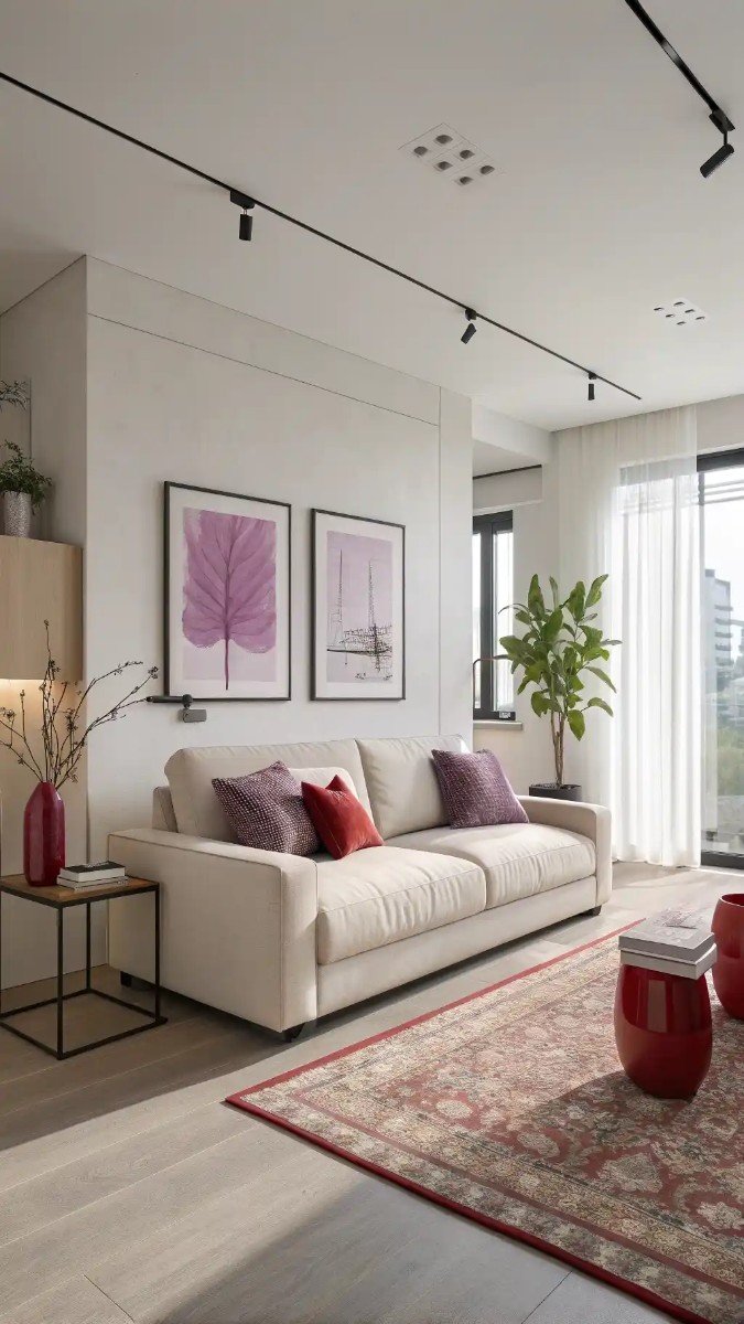 pink purple red living room 8