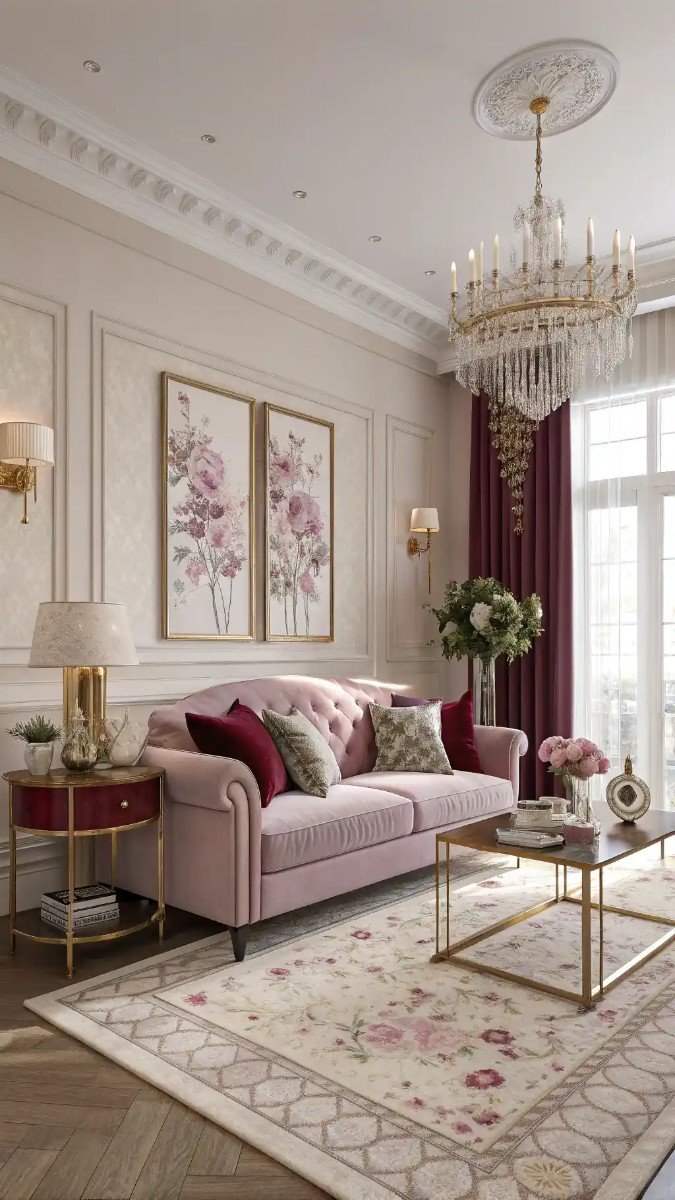 pink purple red living room 9