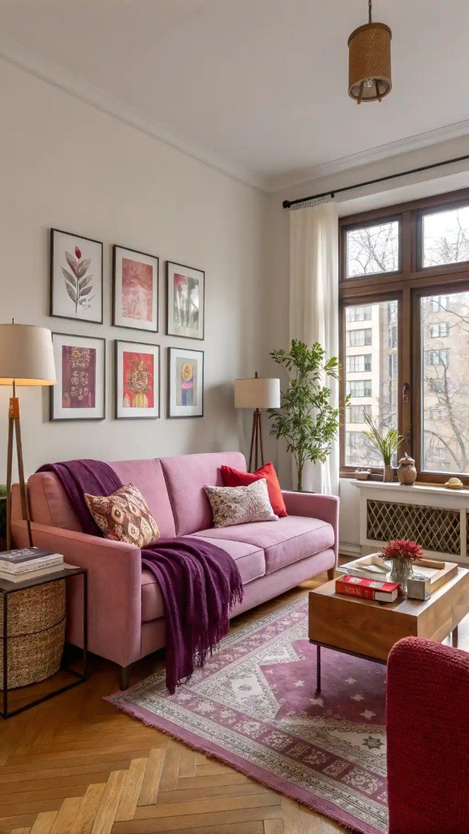 pink purple red living room 10