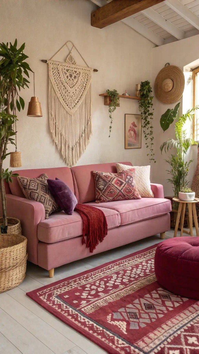 pink purple red living room 11