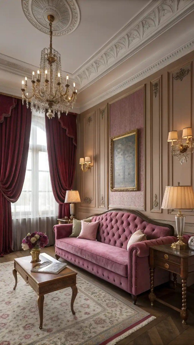 pink purple red living room 12