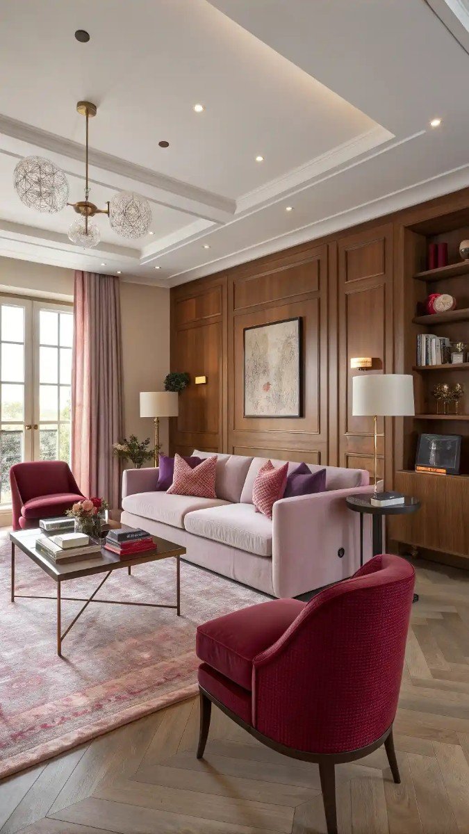 pink purple red living room 13