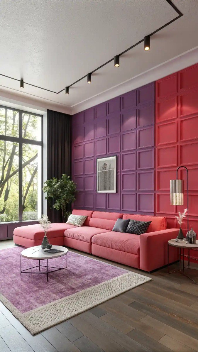 pink purple red living room 14