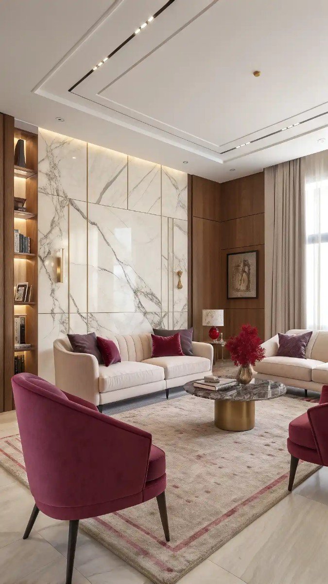 pink purple red living room 20