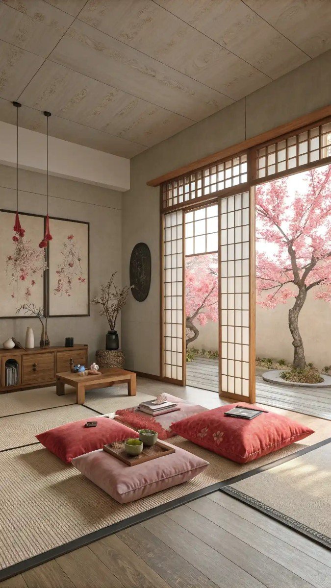 red and pink living room decor 5