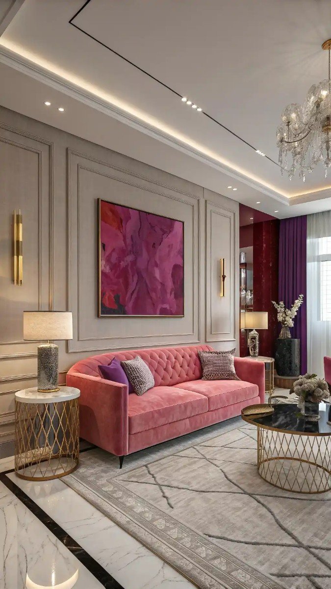 pink purple red living room 22