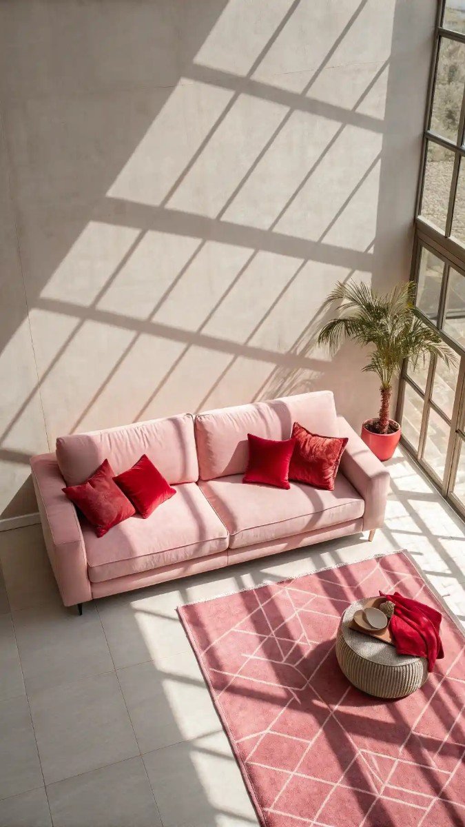 red and pink living room decor 6
