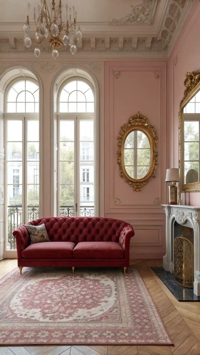 red and pink living room decor 8