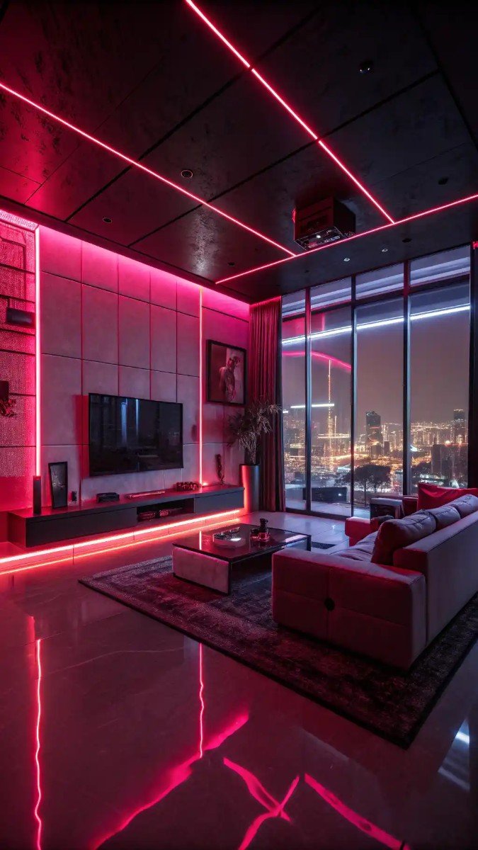 red and pink living room decor 9