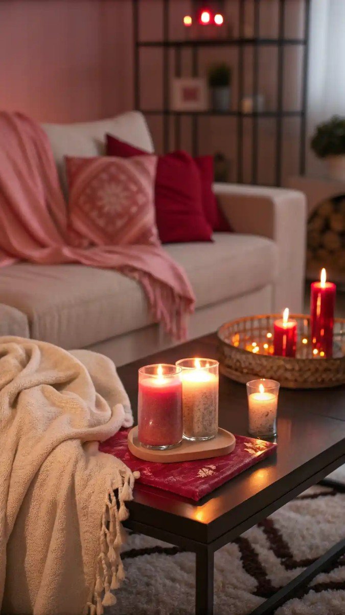 red and pink living room decor 10