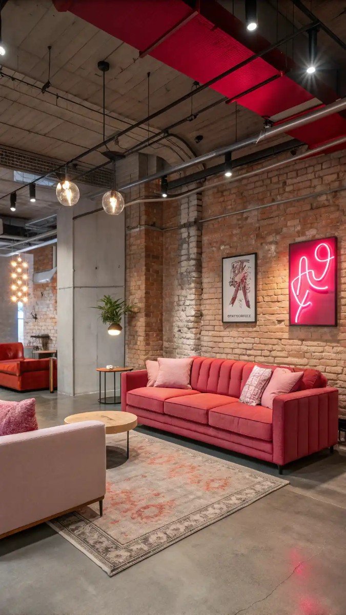 red and pink living room decor 12