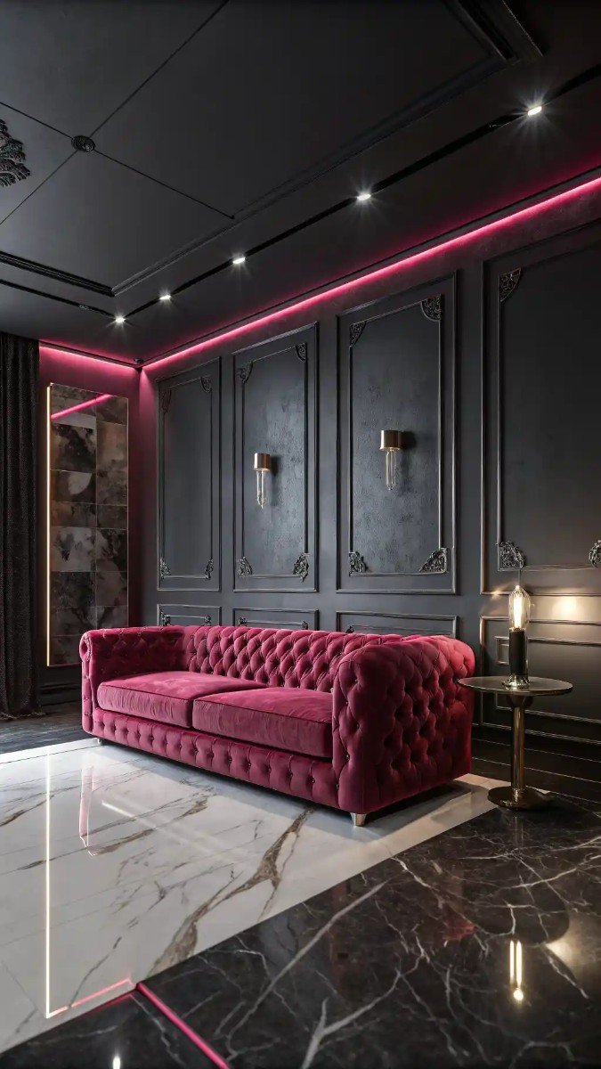 red and pink living room decor 16