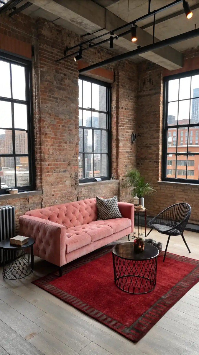 red and pink living room decor 17