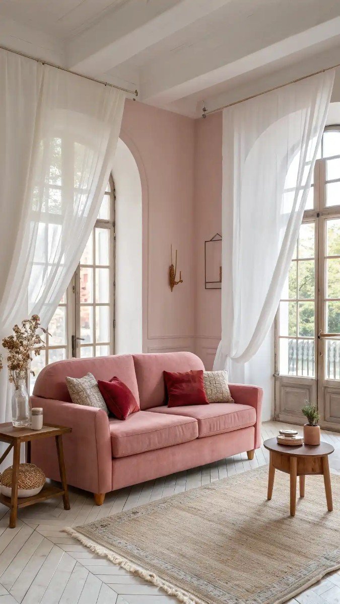 red and pink living room decor 19