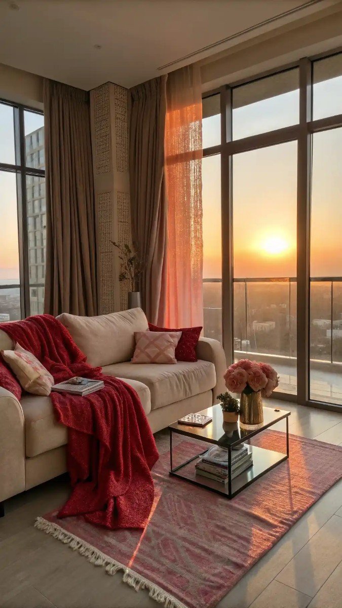 red and pink living room decor 21