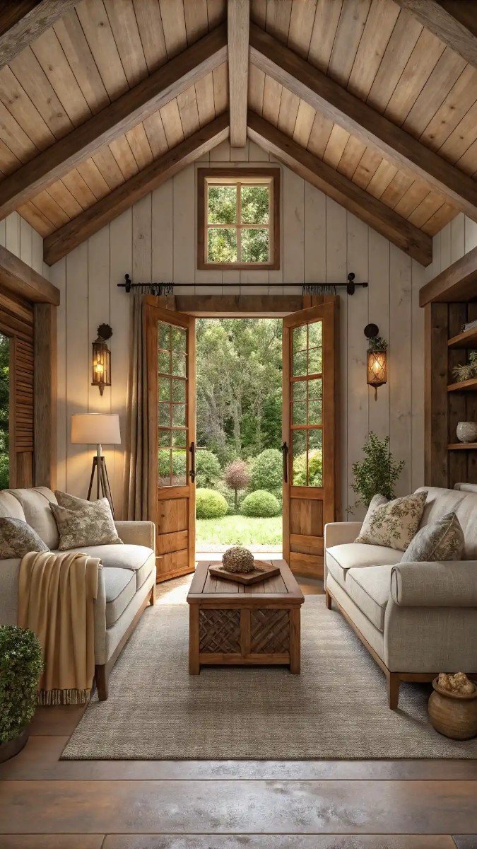 small living room with garden doors 5