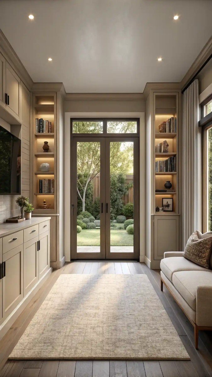 small living room with garden doors 8