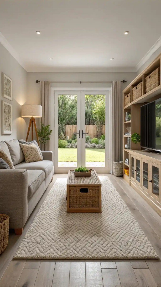 small living room with garden doors 12