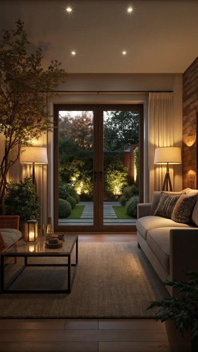 small living room with garden doors 14