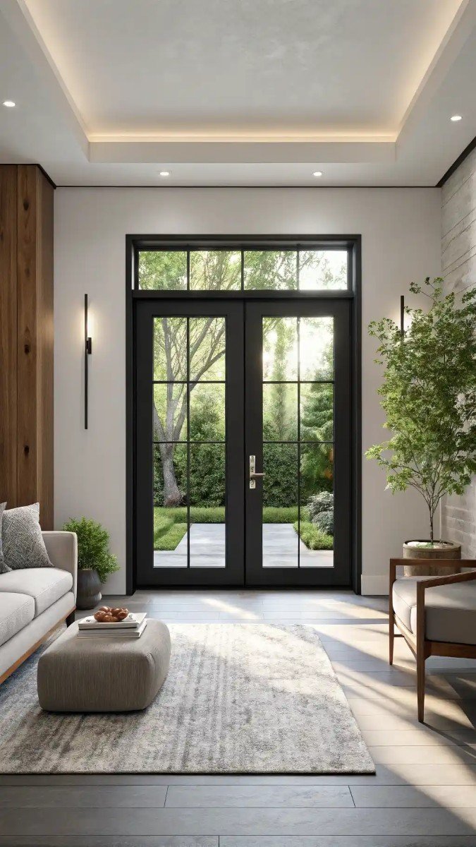 small living room with garden doors 16